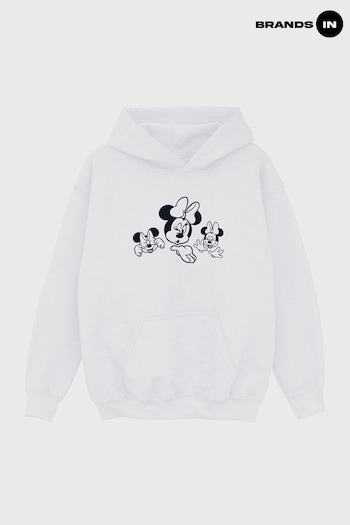 Brands In White Girls Minnie Mouse Three Faces Disney Hoodie (E11654) | £24