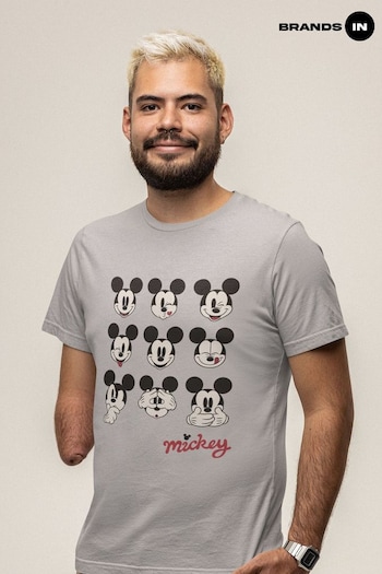 toile In Grey Mickey Mouse Many Faces Men Heather Disney T-Shirt (E11663) | £23