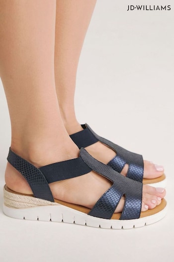 JD Williams Blue Leather Elsa Sandals In Extra Wide Fit (E11798) | £35