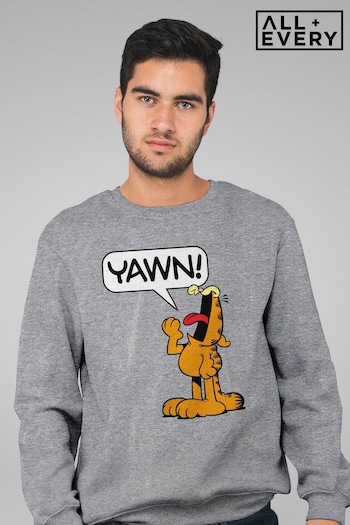 All + Every Grey Garfield YAWN Mens Sweatshirt (E11834) | £36