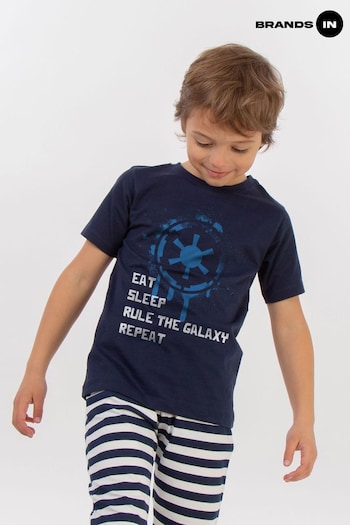 Brands In Blue Star Wars Eat Sleep Repeat Boys Stripes Pyjamas (E11845) | £19