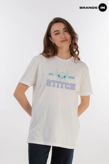 Brands In White Lilo and Stitch Collegial Pastel Women Boyfriend Fit T-Shirt (E11846) | £23