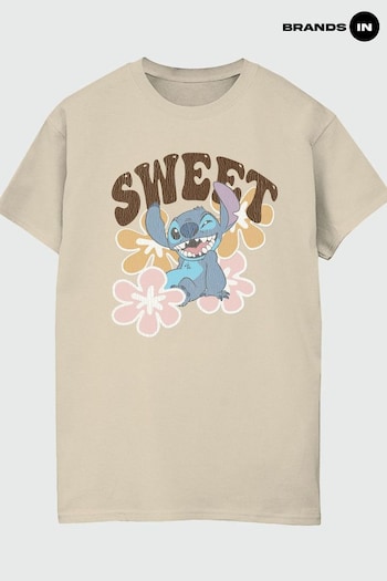 Brands In Cream Lilo And Stitch Sweet Women Sand Boyfriend Fit T-Shirt (E11848) | £23
