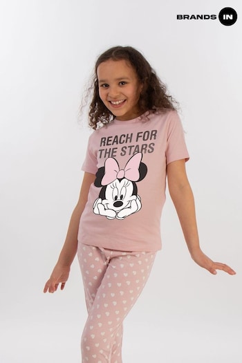 Brands In Pink Minnie Mouse Reach For The Stars Girls Baby Hearts Pyjamas (E11856) | £19