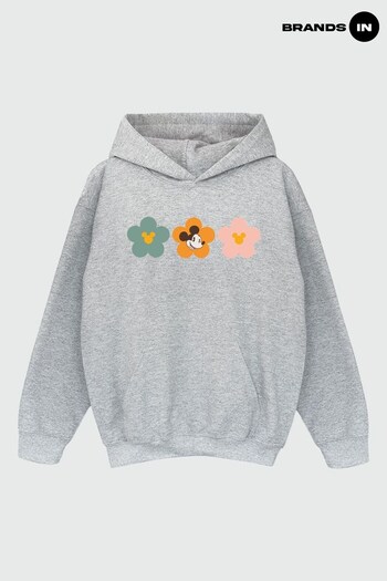 Brands In Grey Mickey Mouse Flowers Girls Heather Hoodie (E11877) | £29