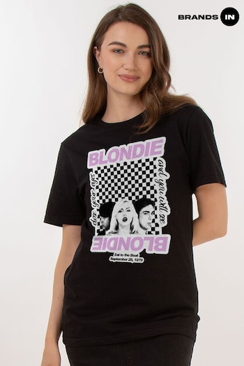Brands In Black Blondie Checked Womens Boyfriend Fit T-Shirt (E11936) | £21