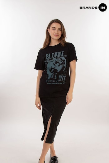 T-Shirts In Black Blondie Tour 1977 Chest logo Boyfriend Fit T-Shirt (E11942) | £21