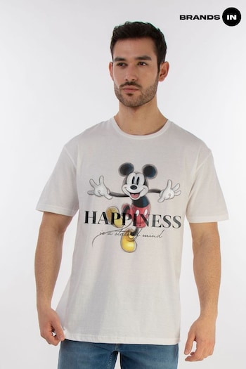 HWQB85 In White Disney 100 Mickey Happiness Mens T-Shirt (E11946) | £20