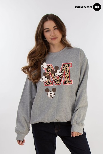 Brands In Grey Mickey Mouse M Faces Women Heather Sweatshirt (E11950) | £32