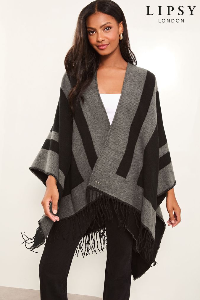 Womens black poncho sweater cheap