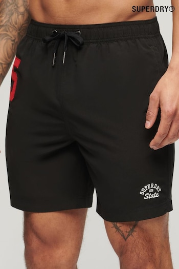 Superdry Black Recycled Polo 17 Inch Swim Shorts (E12141) | £40