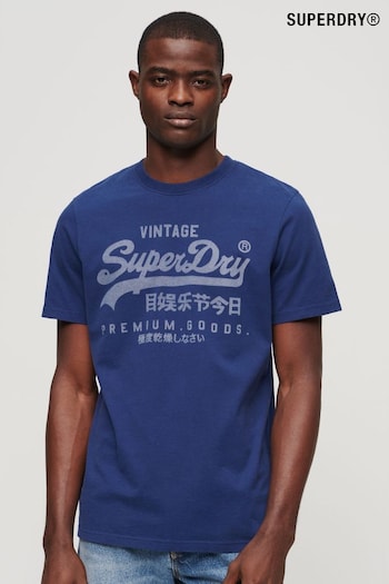 Superdry Blue Classic Vintage Logo Heritage T-Shirt (E12155) | £27