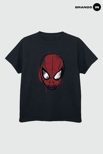 Brands In Black Spider-Man Sketch Spider Face Boys T-Shirt (E12201) | £18