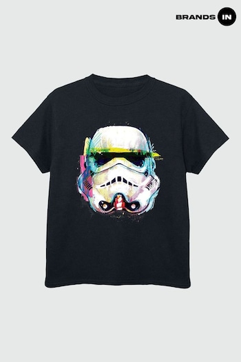 Brands In Black Star Wars Command Stormtrooper Art Boys T-Shirt (E12202) | £18