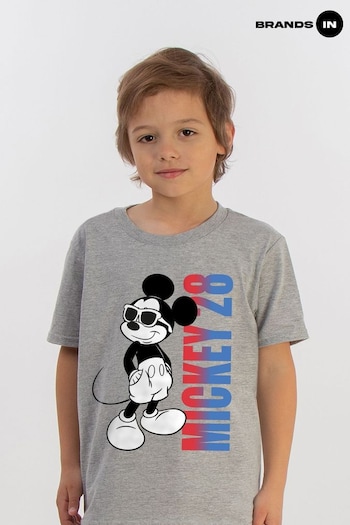 Brands In Grey Boys Mickey Mouse Gradient Mickey Heather Disney T-Shirt (E12215) | £18