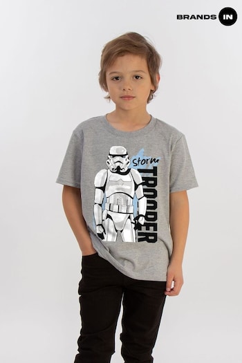Brands In Grey Star Wars Storm Trooper Boys Heather T-Shirt (E12218) | £18