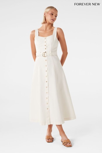 Forever New White Maja Denim Dress (E12273) | £80