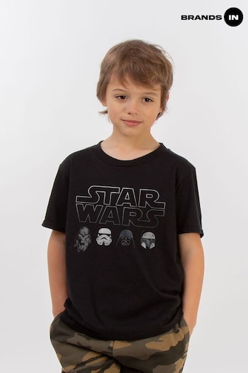 Brands In Black Star Wars Character Heads Boys T-Shirt (E12285) | £18