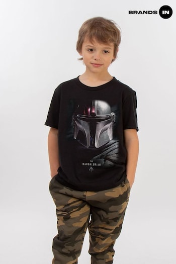 met In Black Boys Star Wars The Mandalorian Poster T-Shirt (E12292) | £18