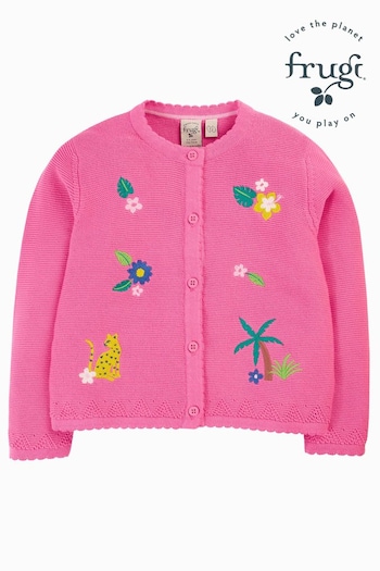 Frugi Girls Pink Embroidered Cardigan (E12309) | £39 - £41