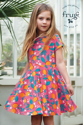Frugi Pink/Orange Summer Skater detail Dress (E12311) | £34 - £36