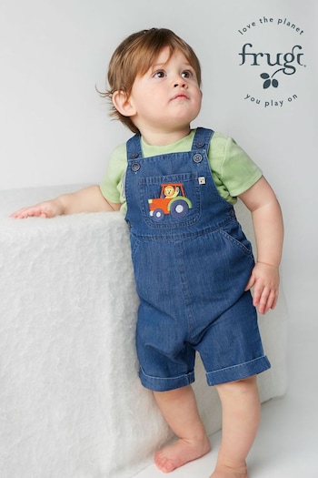 Frugi Blue Tractor Dungarees (E12324) | £30 - £32