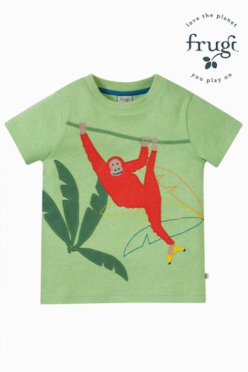 Frugi Green Orangutan Applique T-Shirt (E12325) | £22 - £24