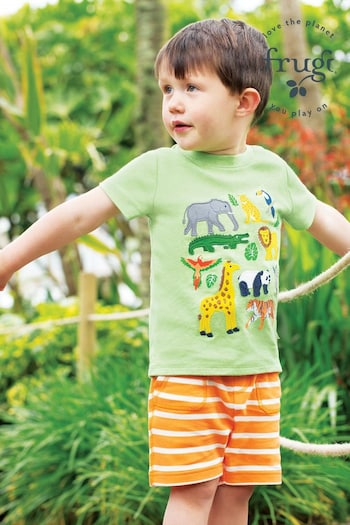 Frugi Green Animal Print T-Shirt (E12327) | £20 - £22