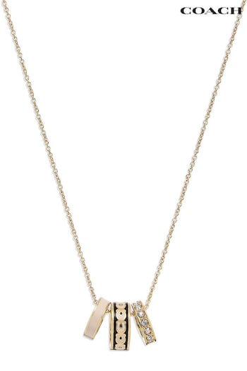 COACH Gold Tone Signature Rondelle Pendant Necklace (E12395) | £125