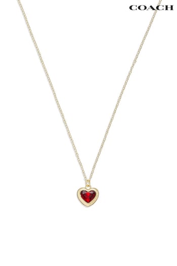 COACH Gold Tone Heart Pendant Necklace (E12396) | £95