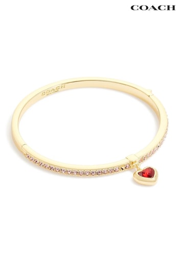 COACH Gold Tone Heart Charm Bangle (E12397) | £125