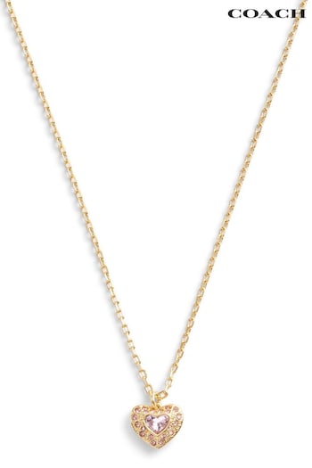 COACH Gold Tone Heart Pendant Necklace (E12402) | £95