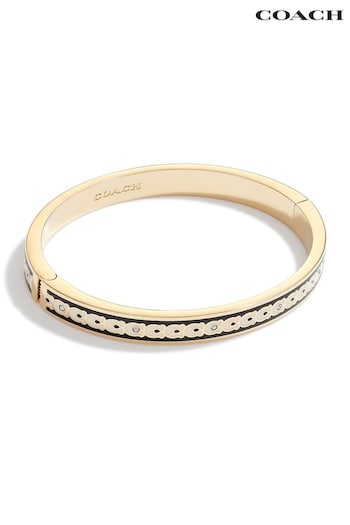 COACH Gold Tone Signature Bangle Bracelet (E12408) | £95