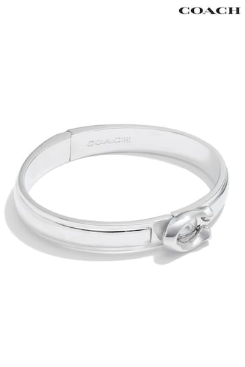 COACH Saddle Silver Tone Signature Tabby Bangle Bracelet (E12416) | £125