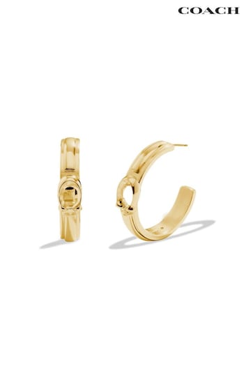 COACH Gold Tone Signature Tabby Hoop Earrings (E12420) | £125