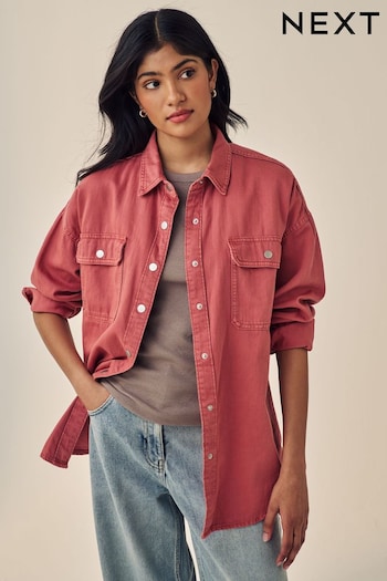 Rose Pink Oversized Denim 100% Cotton Shirt (E12613) | £29