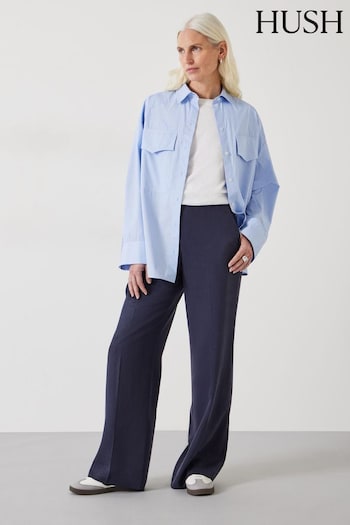 Hush Blue Frances Flat Front Trousers (E12741) | £95