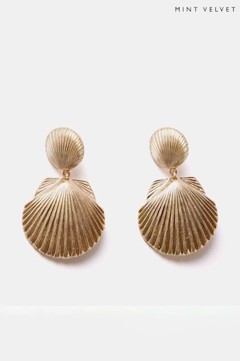 Mint Velvet Gold Tone Shell Drop Earrings (E12813) | £29