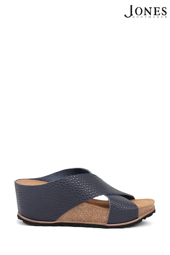 Jones Bootmaker Blue Tansy Leather Wedges Mules Sandals (E12880) | £85