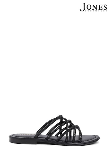 Jones Bootmaker Hira Jewelled Leather Black Sandals (E12916) | £79