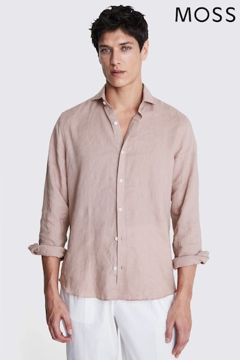 Tailored Fit Pink Linen Shirt (E12958) | £60