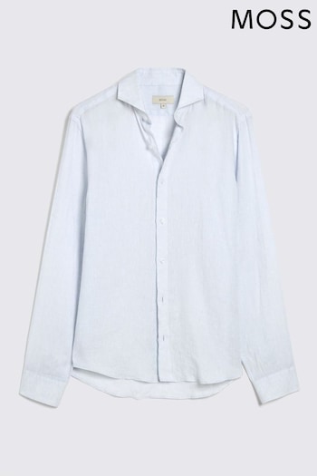 MOSS Tailored Fit Blue Soft Linen Shirt (E12966) | £60