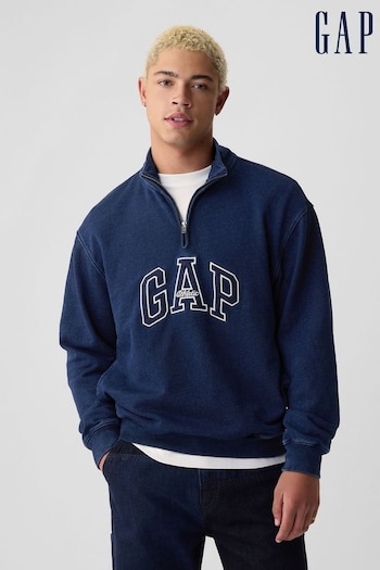 Gap Blue Logo Heavyweight Quarter Zip Sweatshirt (E12993) | £50