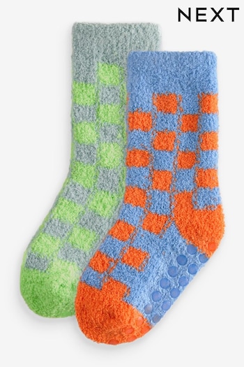 Bright Checkerboard Cosy Socks 2 Pack (E13114) | £8 - £10