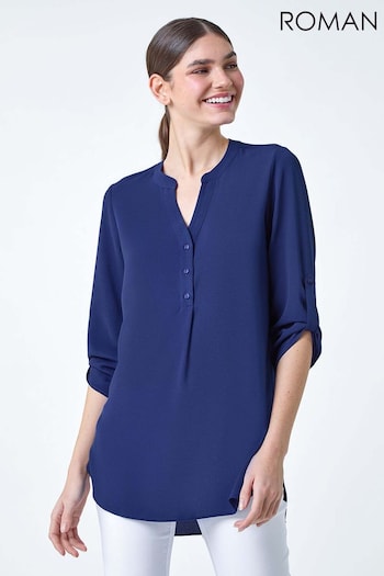 Roman Blue Longline Tunic Stretch Blouse (E13130) | £35