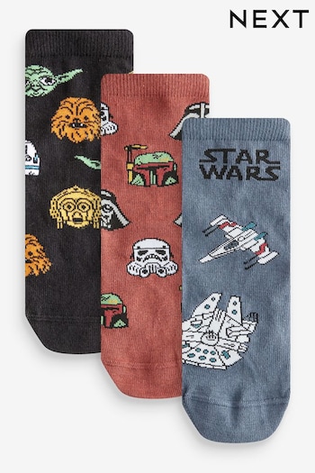 Star Wars Tan Brown/Black/Grey Cotton Rich License Socks 3 Pack (E13176) | £8 - £11