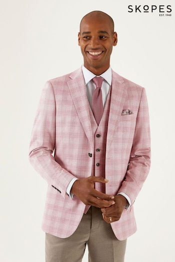 Skopes Tailored Fit Montalvo Light Coral Pink Check Jacket (E13227) | £119