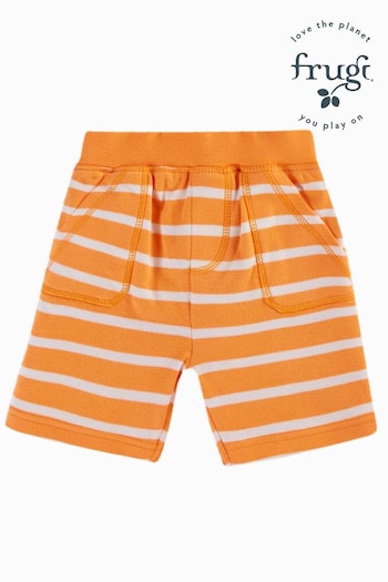 Frugi Unisex Orange Striped Men Shorts (E13270) | £18 - £20