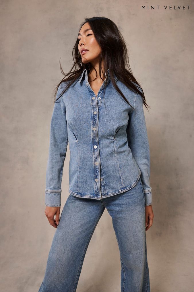 Mint velvet white denim jacket sale