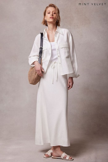 Mint Velvet White Linen Maxi Skirt (E13399) | £89